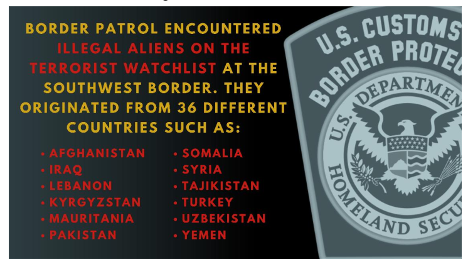 Graphic from House Judiciary Committee Report. Illegals on the terror watchlist from 36 countries.