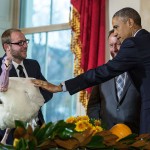 President Obama pardons turkey at the National Thanksgiving Turkey pardon ceremony.