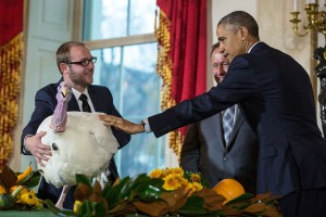 President Obama pardons turkey at the National Thanksgiving Turkey pardon ceremony.