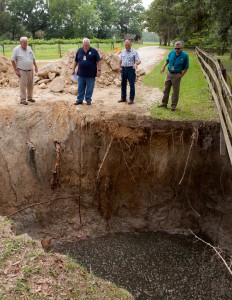 FEMA officials investigate a sink hole in Jefferson County, Florida.