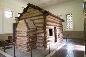 Log cabin at one time believed to be the place where Abraham Lincoln was born.