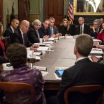 The president and Vice President Biden during a Cancer Moonshot Task Force Meeting. Official White House Photo by Pete Souza.