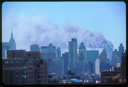 Twin towers on 9/11. Courtesy Library of Congress.