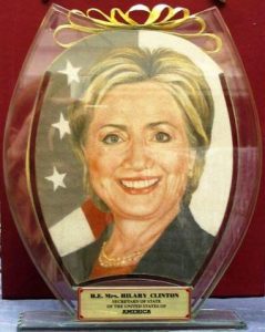 Sand portrait, Secretary of State Hillary Clinton, Vietnam. Courtesy State Dept. 