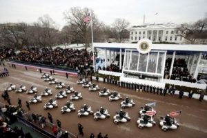 Why so much contempt for Trump? Motorcycle procession down Pennsylvania Avenue for last GOP president, George W. Bush. White House photo by Paul Morse. 