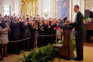 Obama LGBT reception. Anti-Trump homophobia is funny? White House photo by Chuck Kennedy.