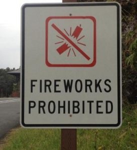 Fireworks prohibited sign.