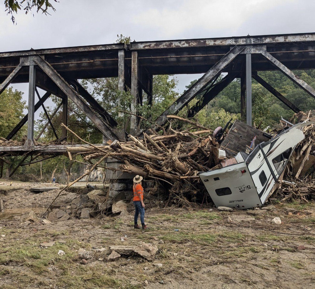 Aftermath of flooding in Newport, Tennesee. USGS photo by Logan Combs.