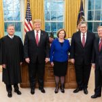 Graham stands with Trump after Barr confirmation. Official White House photo by Shealah Craighead.