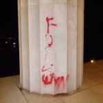 Graffiti on Lincoln Memorial. U.S. Park Police photo.