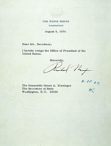 Nixon resignation letter