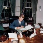 President Kennedy signs Interdiction Proclamation stopping missiles in Cuba. John F. Kennedy Presidential Library.