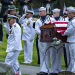 The Navy Ceremonial Guard transports the casket of Hospital Corpsman 3rd Class Maxton W. Soviak, who was killed in the Aug. 26 attack at the Abbey Gate of Hamid Karzai International Airport in Kabul, Afghanistan. Defense.gov photo.