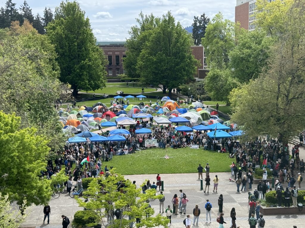 Student encampment, University of Oregon. Spacemace1, CC0, via Wikimedia Commons. 