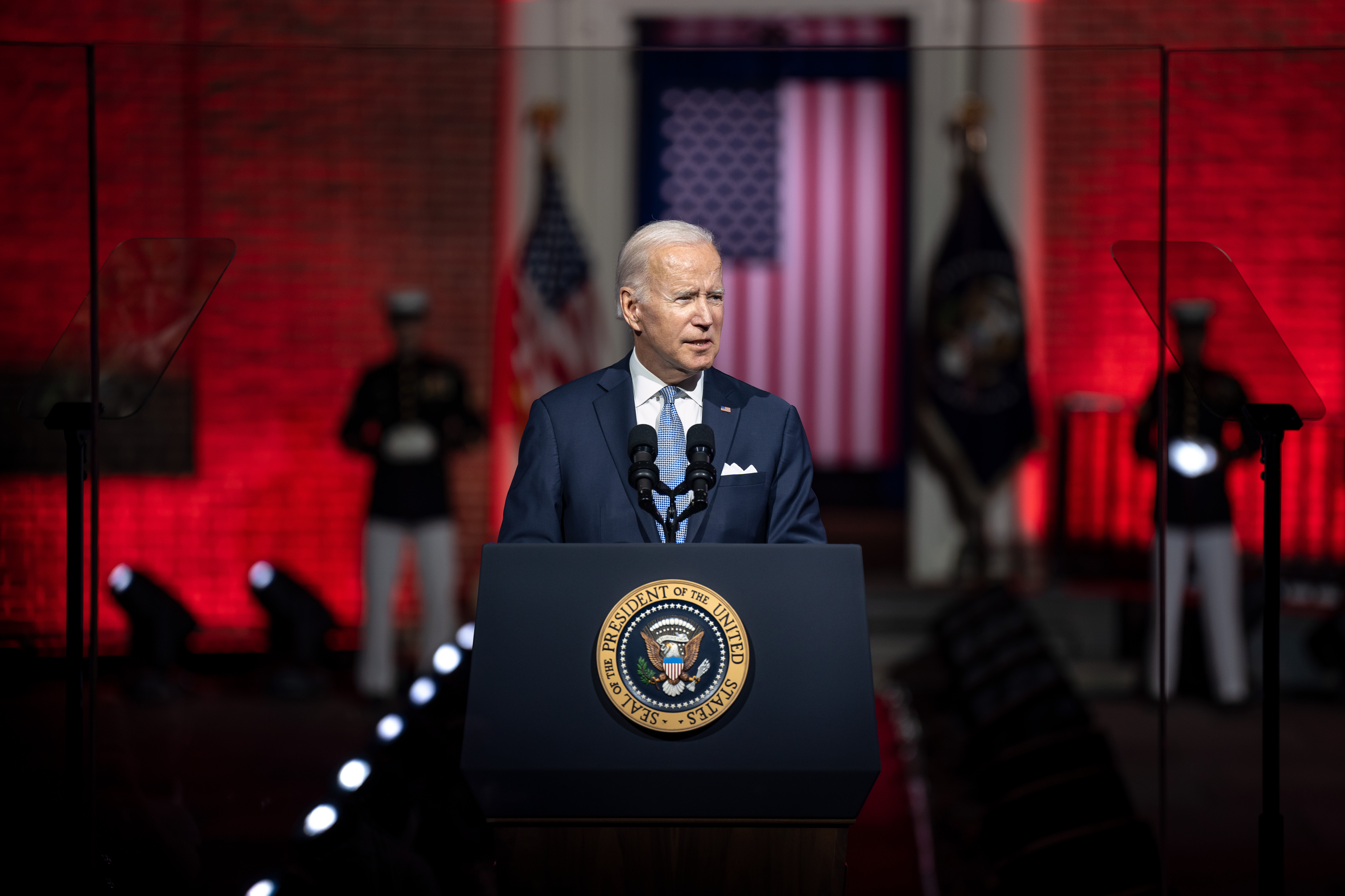 President Joe Biden delivers remarks on the soul of the nation, Thursday, September 1, 2022, at Independence Square in Philadelphia. (Official White House Photo by Adam Schultz).