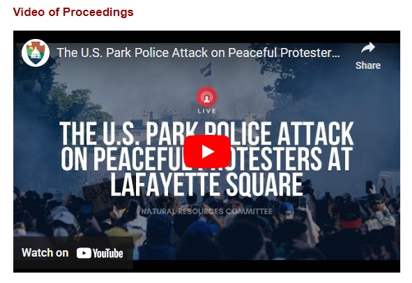 Screenshot of Video "U.S. Park Police Attack Peaceful Protesters at Lafayette Square"