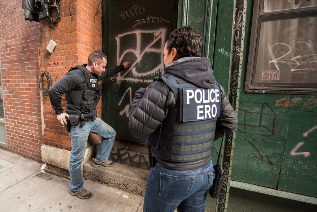 ICE’s Enforcement and Removal Operations (ERO) officers knock on door in NYC.   