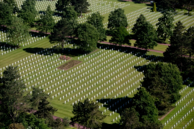 Aerial view Normandy America Cemetery. Official White House photo by Pete Souza.